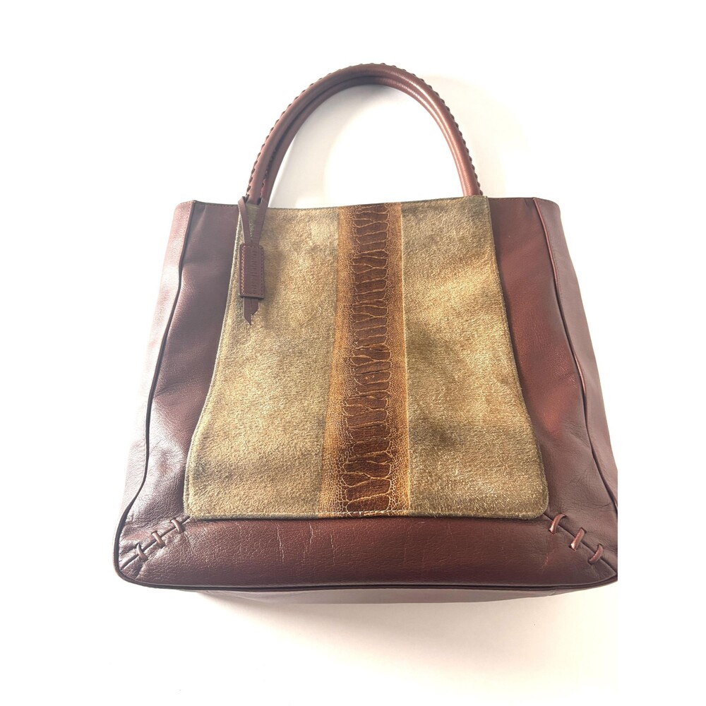 Vintage Longchamp Premium Leather Suede & Ostrich Leg Cognac Tote Bag